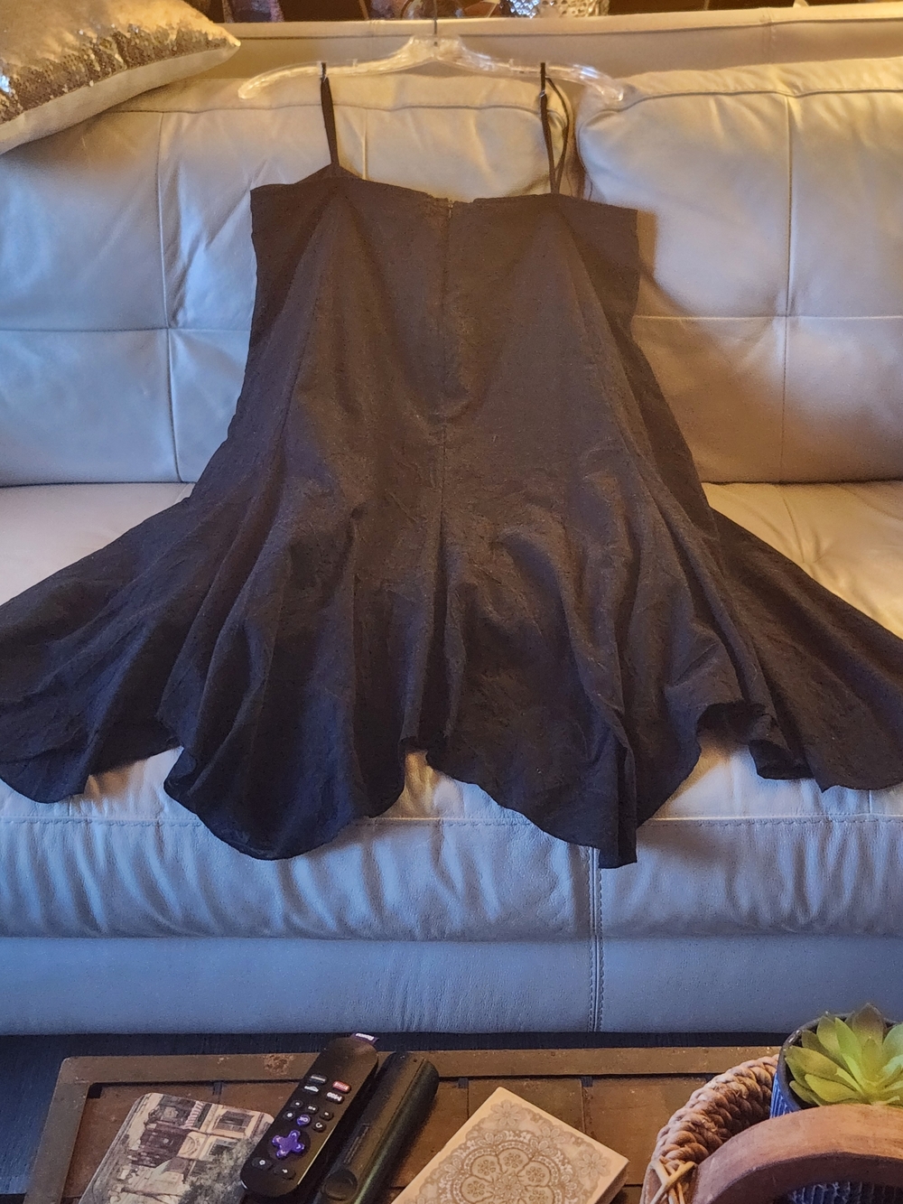 Black Flared Slip Dress with Spaghetti Straps